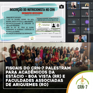 Read more about the article Fiscais do CRN-7 palestram para acadêmicos da Estácio – Boa Vista (RR) e Faculdades Associadas de Ariquemes (RO)